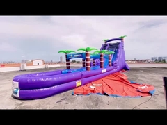 Deslizamiento y tobogán inflables azules para patio de juegos al aire libre con piscina