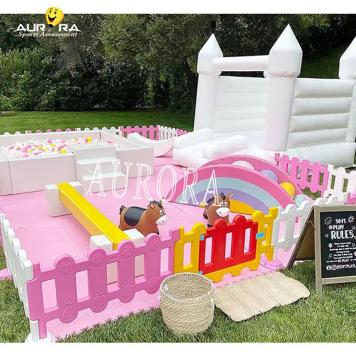 Jardín de juegos de interior equipo de juego suave inflable fiesta bola blanca pozo para niños