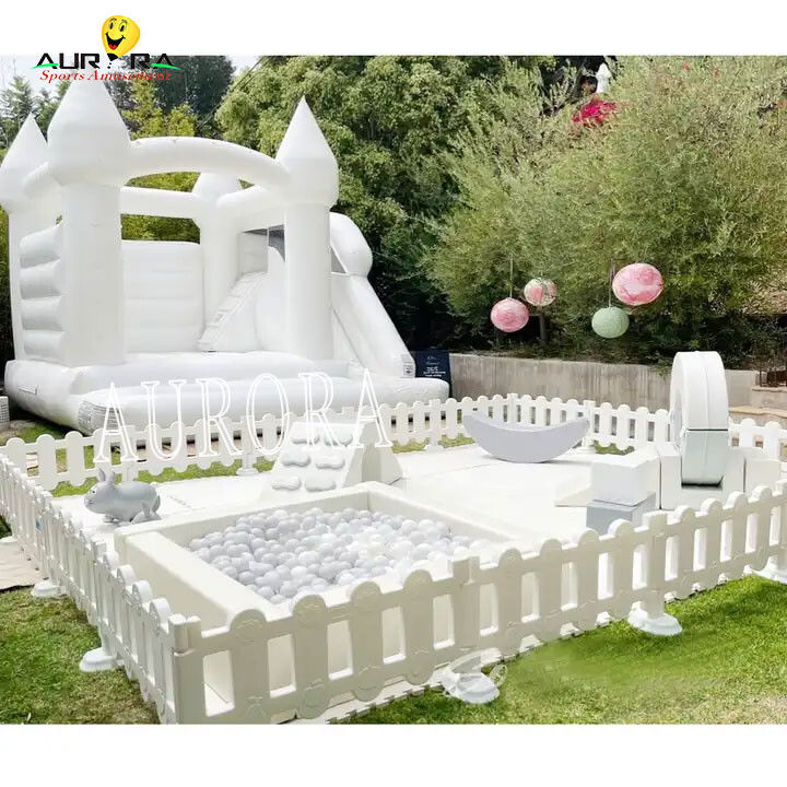 Jardín de juegos de interior equipo de juego suave inflable fiesta bola blanca pozo para niños