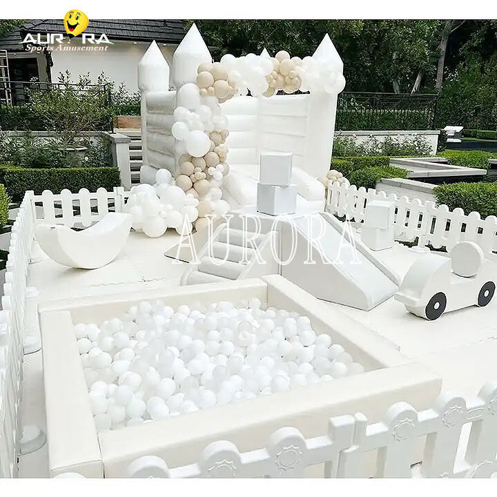 Jardín de juegos de interior equipo de juego suave inflable fiesta bola blanca pozo para niños