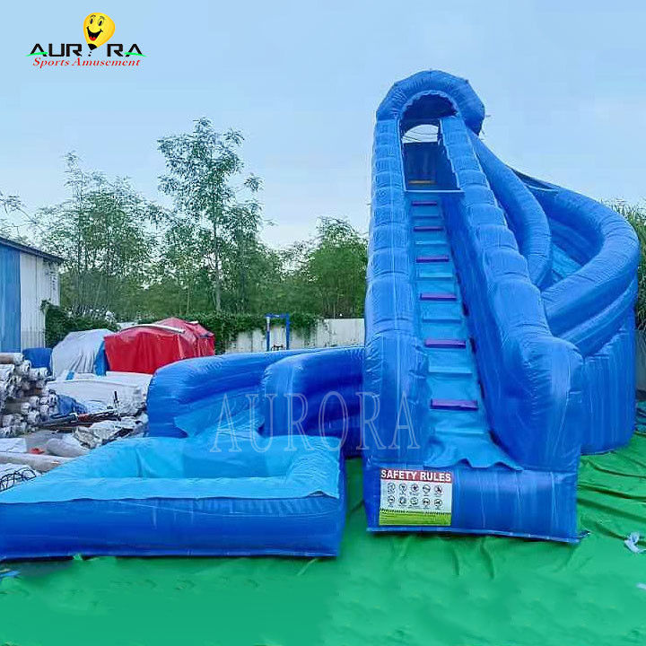 Parque de juegos de interior tobogán de agua inflable azul para todas las edades tamaño personalizado