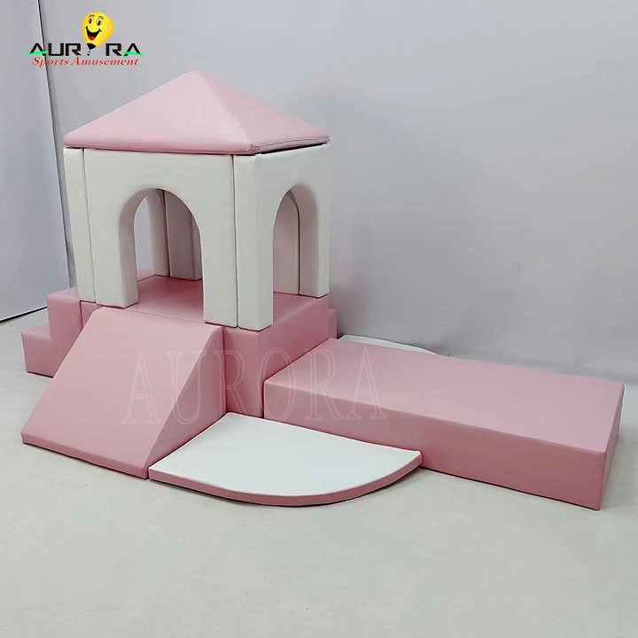 Conjunto de juegos suave Parque de juegos Pastel Escalar y jugar Bloques suaves Rosa Blanca Mini Flor
