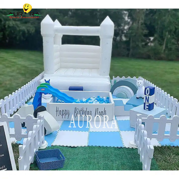 Jardín de juegos de interior equipo de juego suave inflable fiesta bola blanca pozo para niños