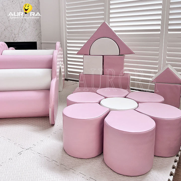 Pastel Rosa Blanco Equipo de juegos blandos para niños No tóxico Alpinistas de juegos blandos para interiores