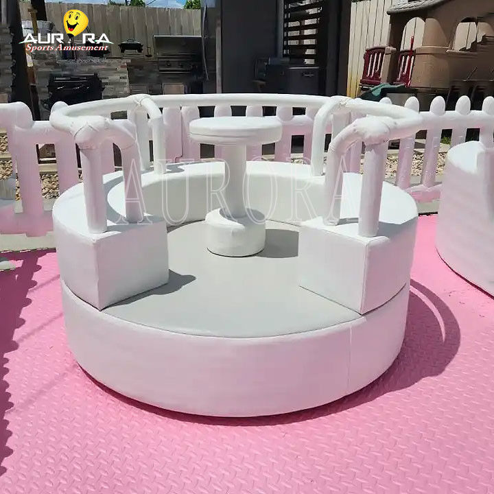 Paquete de juegos blandos de color blanco rosa para patios de juego para bebés