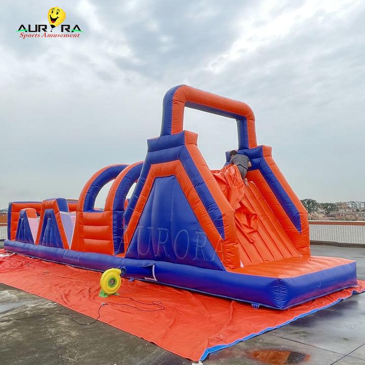 Pvc para exteriores inflables curso de obstáculos casa de rebote no tóxico color rojo azul