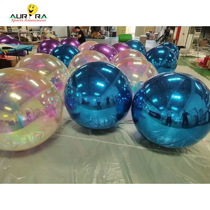Bola de espejo inflable de plata gigante PVC para la decoración de la fiesta de bodas de Navidad
