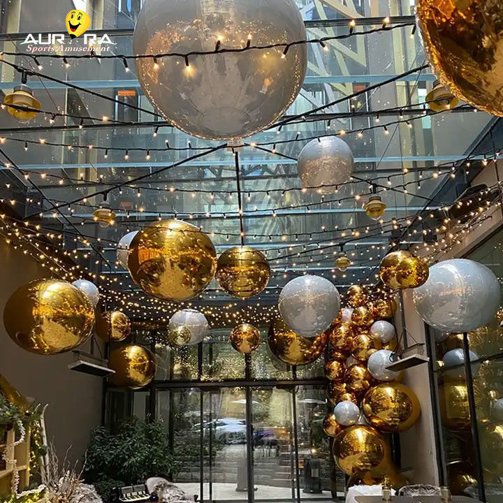 Bola de espejo inflable de plata gigante PVC para la decoración de la fiesta de bodas de Navidad