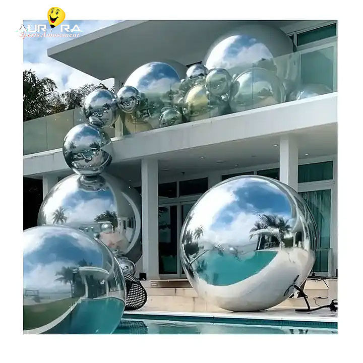 Decoración de eventos con bolas de espejo inflables de PVC rosa Gran globo brillante