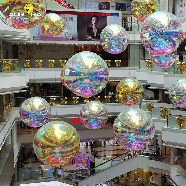 Decoración de eventos con bolas de espejo inflables de PVC rosa Gran globo brillante