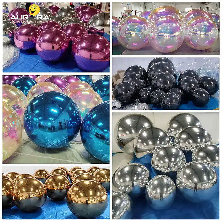 Decoración de eventos con bolas de espejo inflables de PVC rosa Gran globo brillante