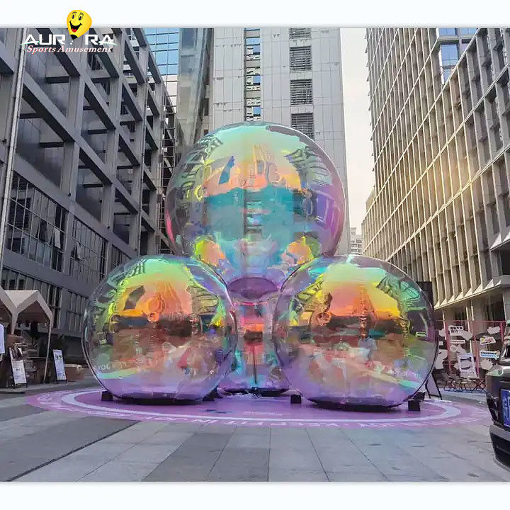 Bola de espejo gigante inflable PVC para fiesta de decoración Rojo Azul Amarillo
