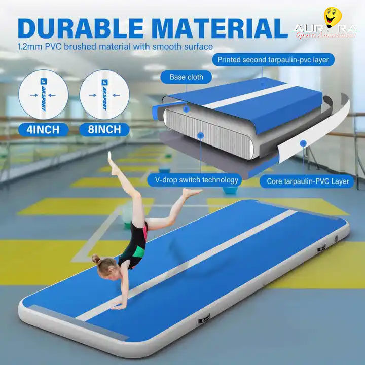 Gimnasio Gimnasia Gimnasia Air Track Mat 3m Fuera de la Puerta Inflatable Salto Mat Azul