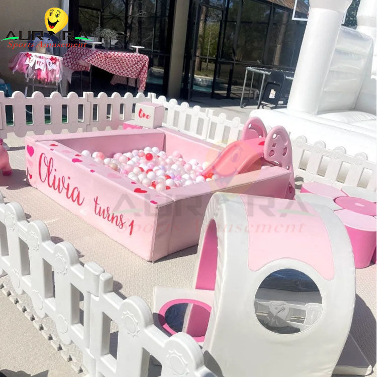 Jardín de juegos interior Niños juego suave conjunto de niños bola Pit Casa de rebote con tobogán