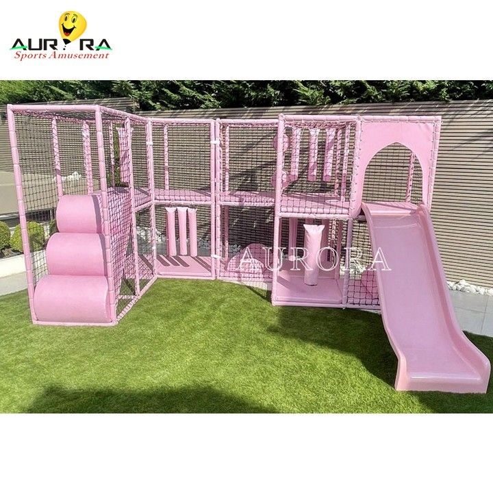 Deslizamientos Trampolín Parque Juego Blandos Bosque Niños Al aire libre Pastel Rosa En Venta