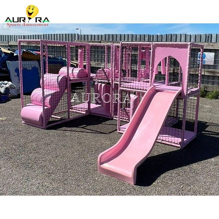 Deslizamientos Trampolín Parque Juego Blandos Bosque Niños Al aire libre Pastel Rosa En Venta
