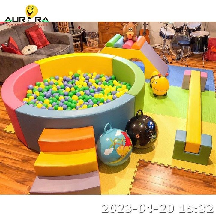 Orange Round Ball Pit Pool Playground Juego de Piscinas Parque infantil Deslizamiento Juego suave en el interior