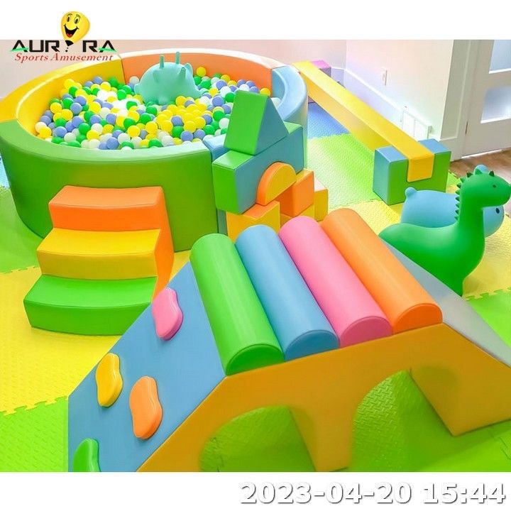 Jardín interior de juegos suave para niños montador suave juego de fiesta de cumpleaños evento azul