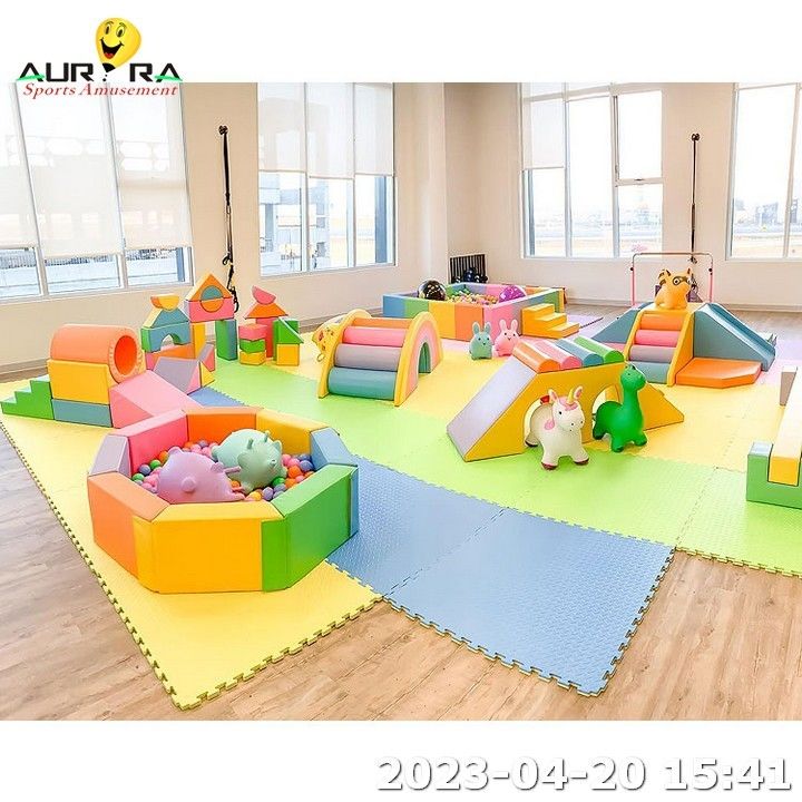 Jardín interior de juegos suave para niños montador suave juego de fiesta de cumpleaños evento azul