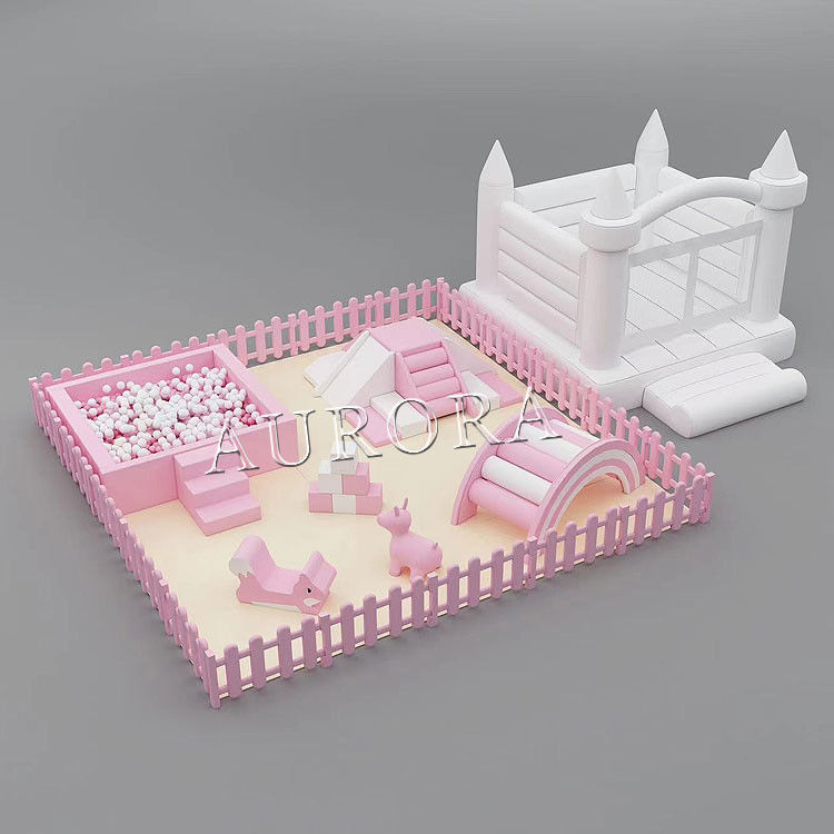 Niños juego suave conjunto Super Indoor equipo de juego suave blanco y rosa paquete suave