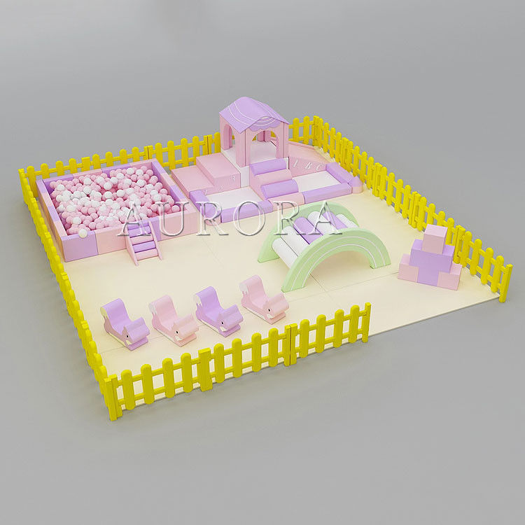 Equipo de juego suave real Jugar suave Violeta Espuma rosa Cerco de juego suave en interiores