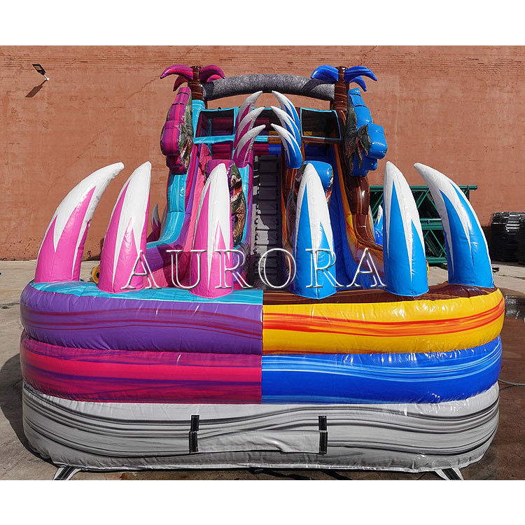 Slides de agua inflables para la piscina de calidad comercial de color morado azul gigante