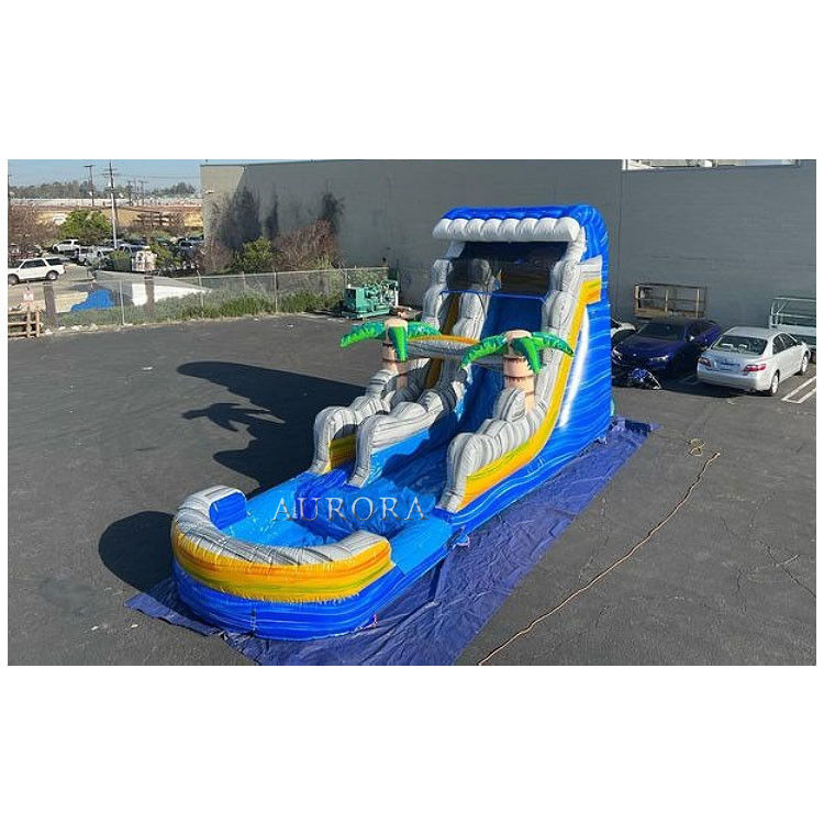 Bouncy gigante tobogán de agua inflable para adultos agua húmeda piscina seca tobogán de agua 18 pies