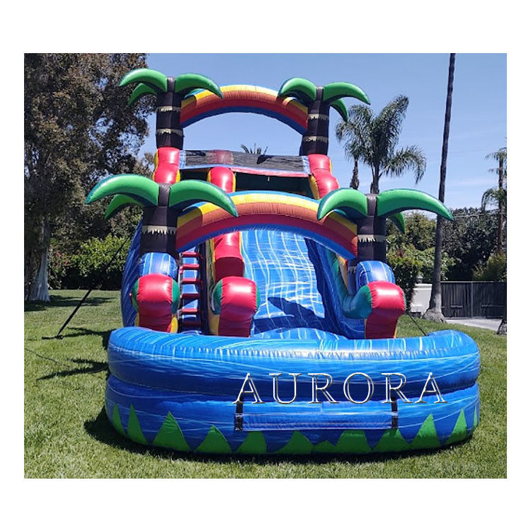 Bouncy gigante tobogán de agua inflable para adultos agua húmeda piscina seca tobogán de agua 18 pies