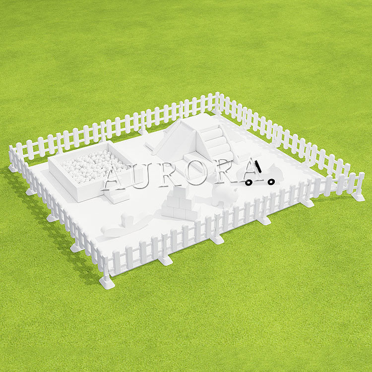 Equipo de juegos suaves juego de espuma blanca y azul para empresas de alquiler de fiestas