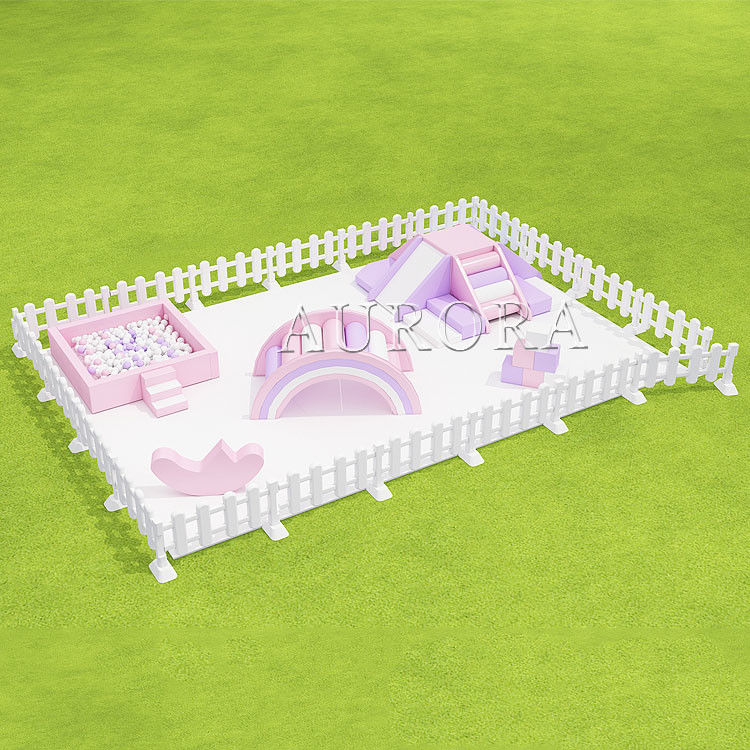 Equipo de juegos blandos Granja interior Blanco y verde juegos blandos sets alfombras y cercas