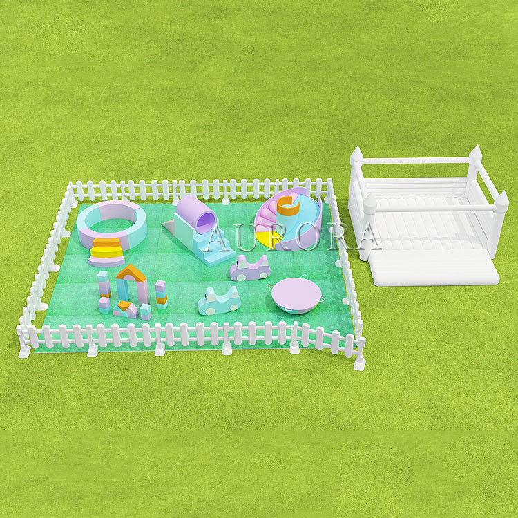 Equipo de juegos blandos Granja interior Blanco y verde juegos blandos sets alfombras y cercas