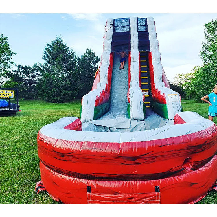 Deslizador de agua inflable comercial Red PVC deslizador de agua con soplador de aire para niños adultos