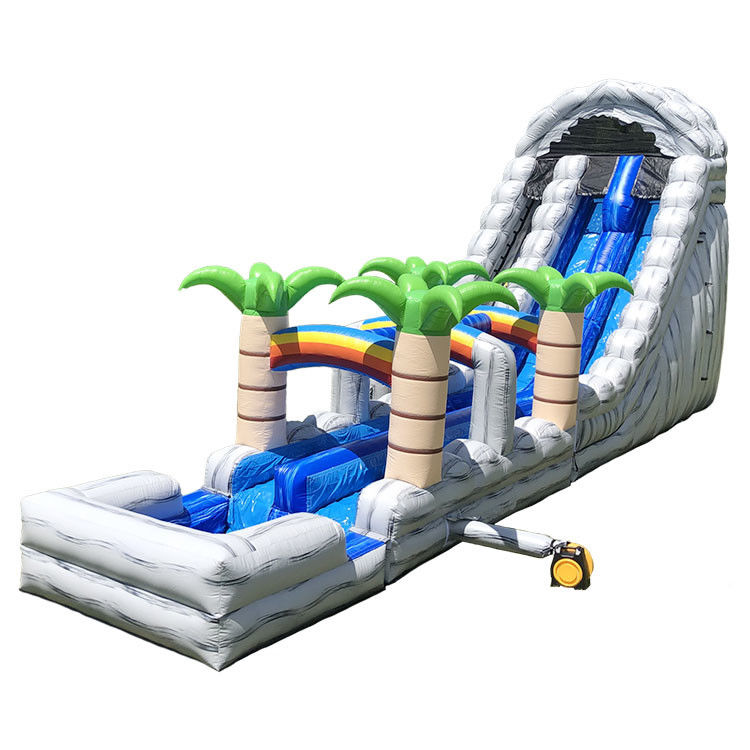 Deslizamientos de agua inflables baratos 24'H Triple Lane Deslizamientos de agua tropicales gigantes para adultos