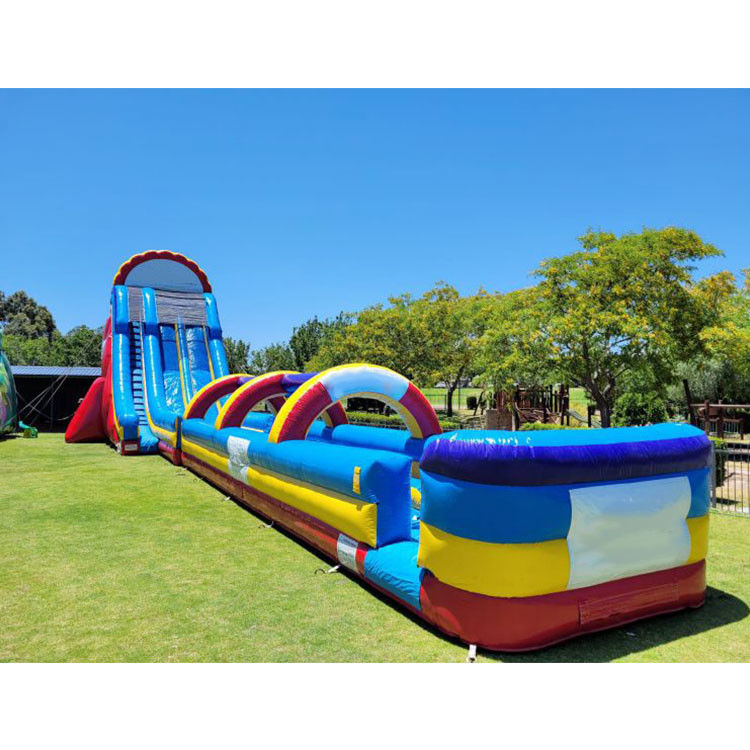 Deslizamientos de agua inflables baratos 24'H Triple Lane Deslizamientos de agua tropicales gigantes para adultos