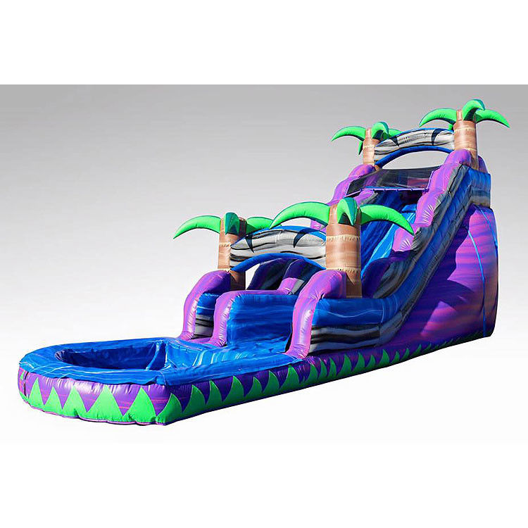 Salto de tobogán de agua para exteriores Inflable Casas de salpicadores de árboles azules para la venta