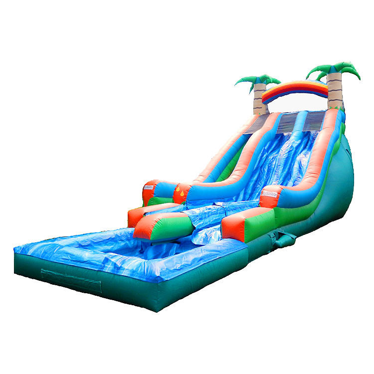 Deslizamientos inflables de doble carril Deslizamiento acuático o seco con piscina para negocios de fiesta