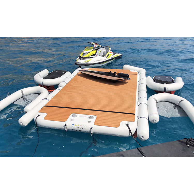 Plataforma flotante inflable Isla de agua Jet Ski Dock Mat de forma C Dock flotante para lago