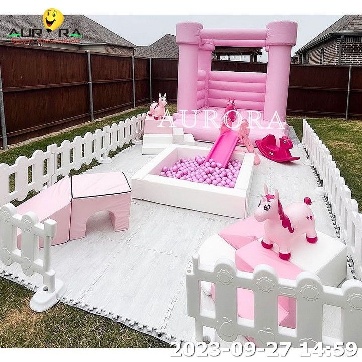 Equipo de juegos suaves personalizado para niños al aire libre para alquiler de fiestas con portero