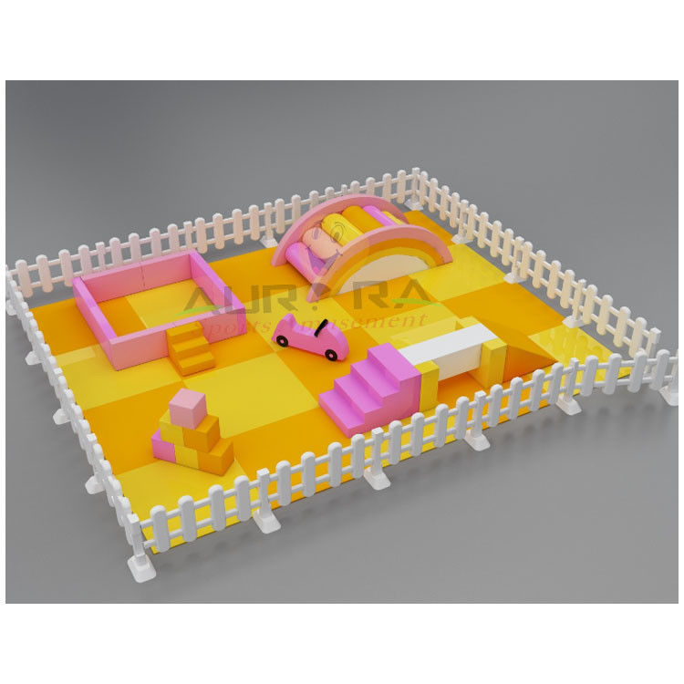 Equipo de juego suave naranja con fosa de pelota y tobogán rosa Red Soft Playground Indoor