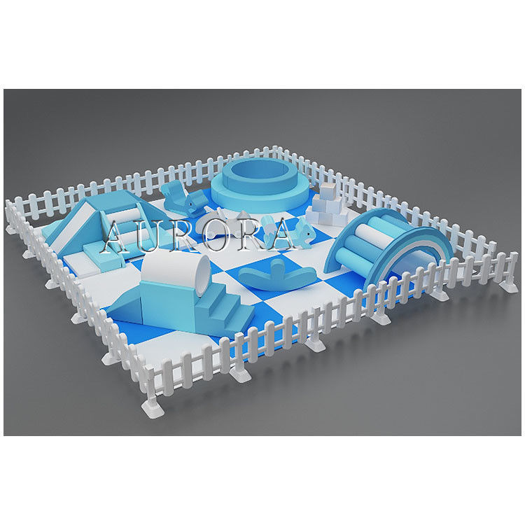 Equipo de juegos suaves personalizado juego suave de espuma blanca y azul con balón
