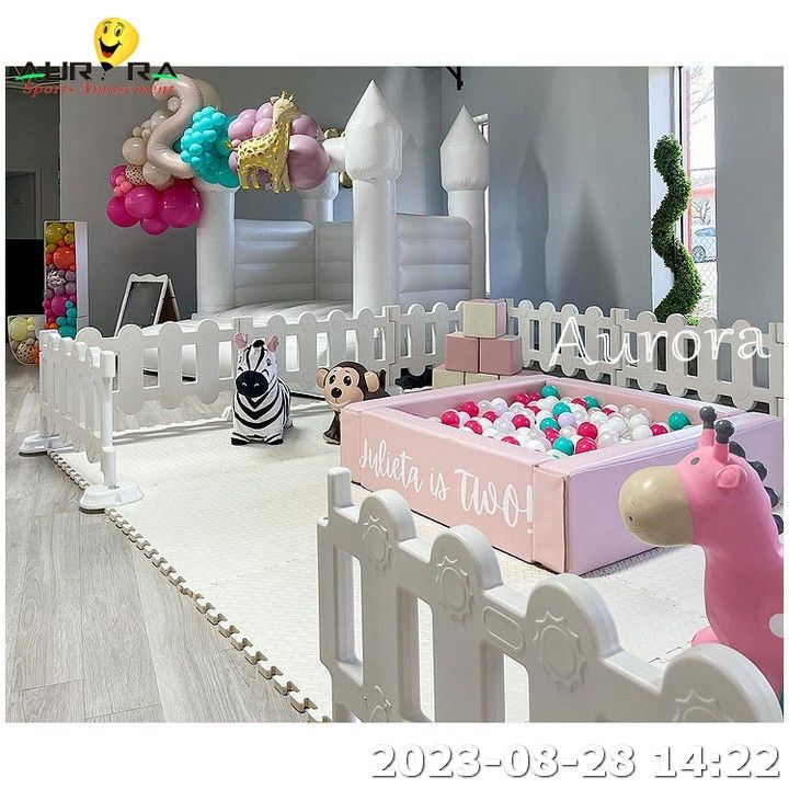 Equipo de juegos inflables de color neutro rosa para niños
