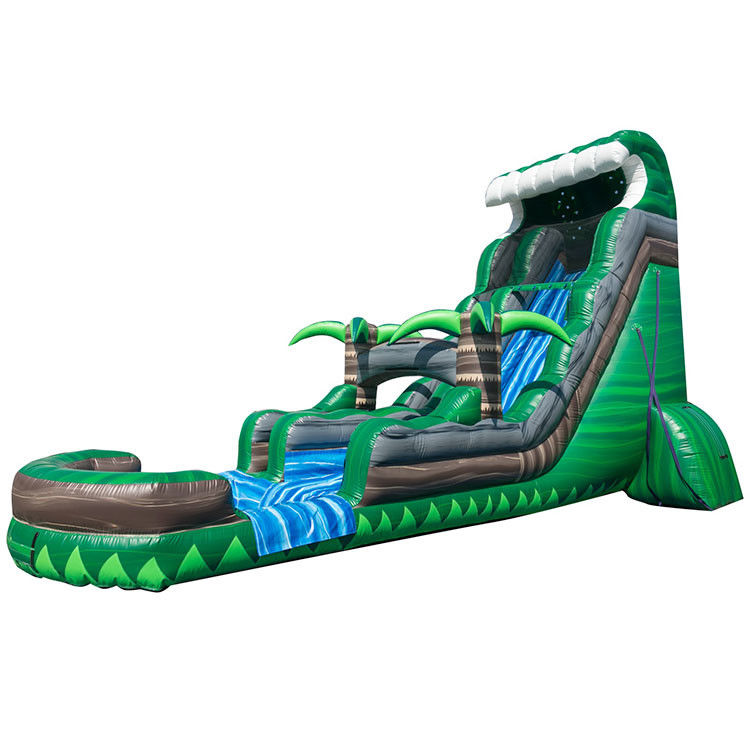 tobogán de agua inflable con piscina para niños PVC azul de patio trasero tobogán de agua 22 pies
