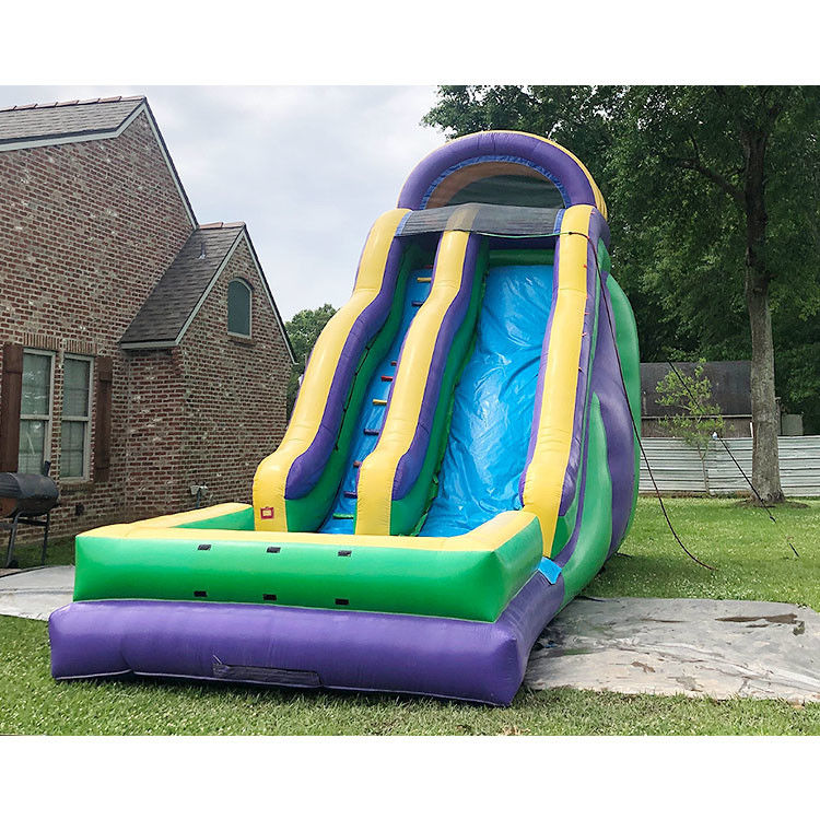 tobogán de agua inflable con piscina para niños PVC azul de patio trasero tobogán de agua 22 pies