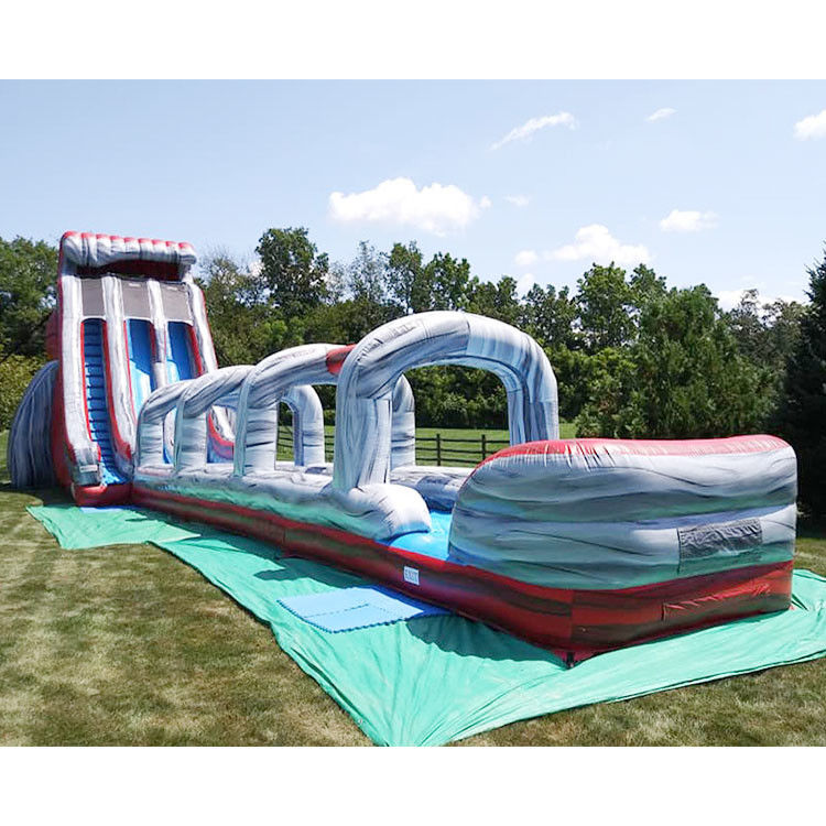 Deslizador de agua para niños de aire libre azul con piscina para adultos